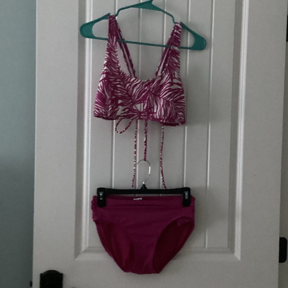 Athleta Pink Leaf Print Bikini